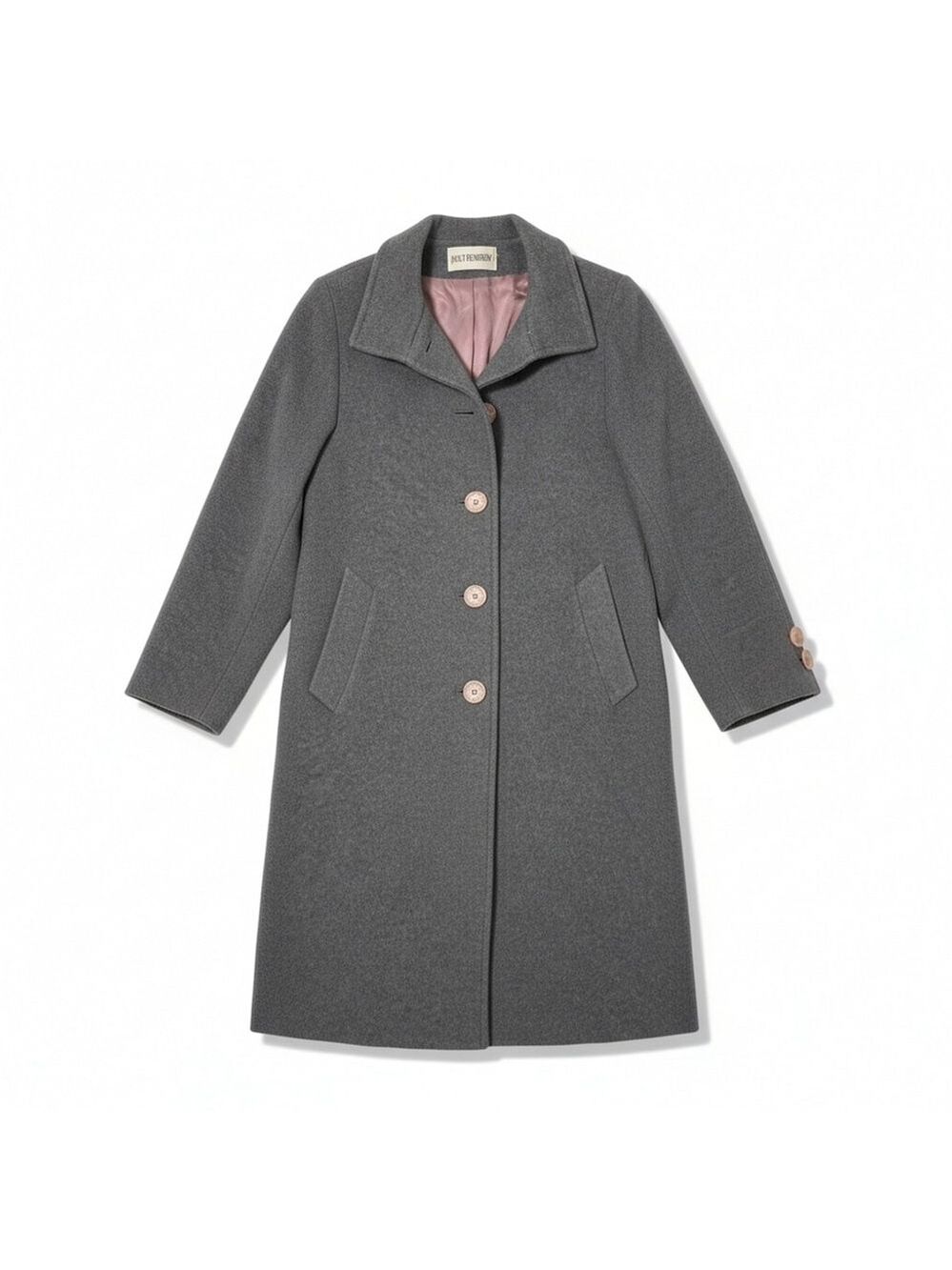 Vintage Holt Renfrew Wool Angora Long Coat Grey Lined Tailored Jacket Sz 6